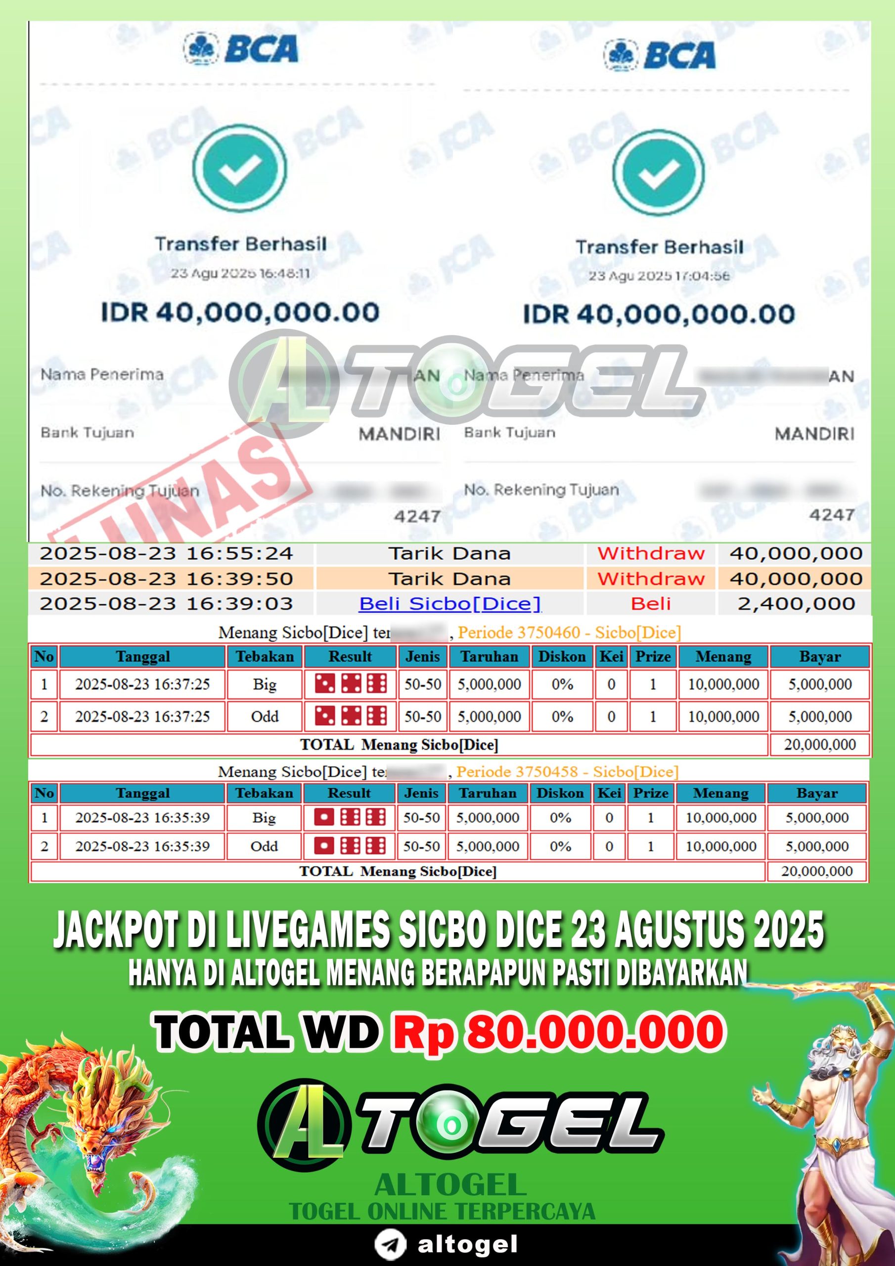 BUKTI JP ALTOGEL 23 AGUSTUS 2025