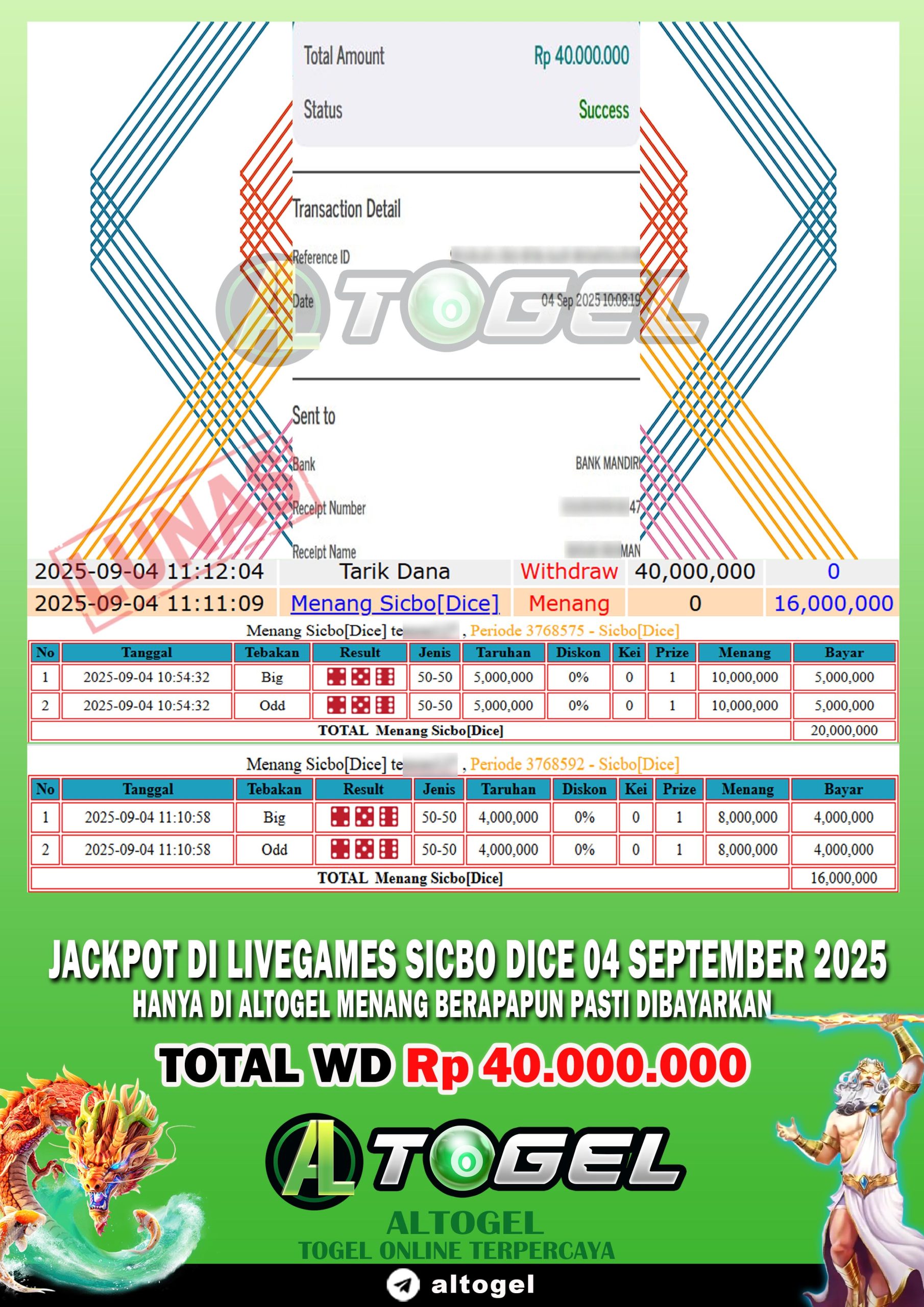 BUKTI JP ALTOGEL 04 SEPTEMBER 2025