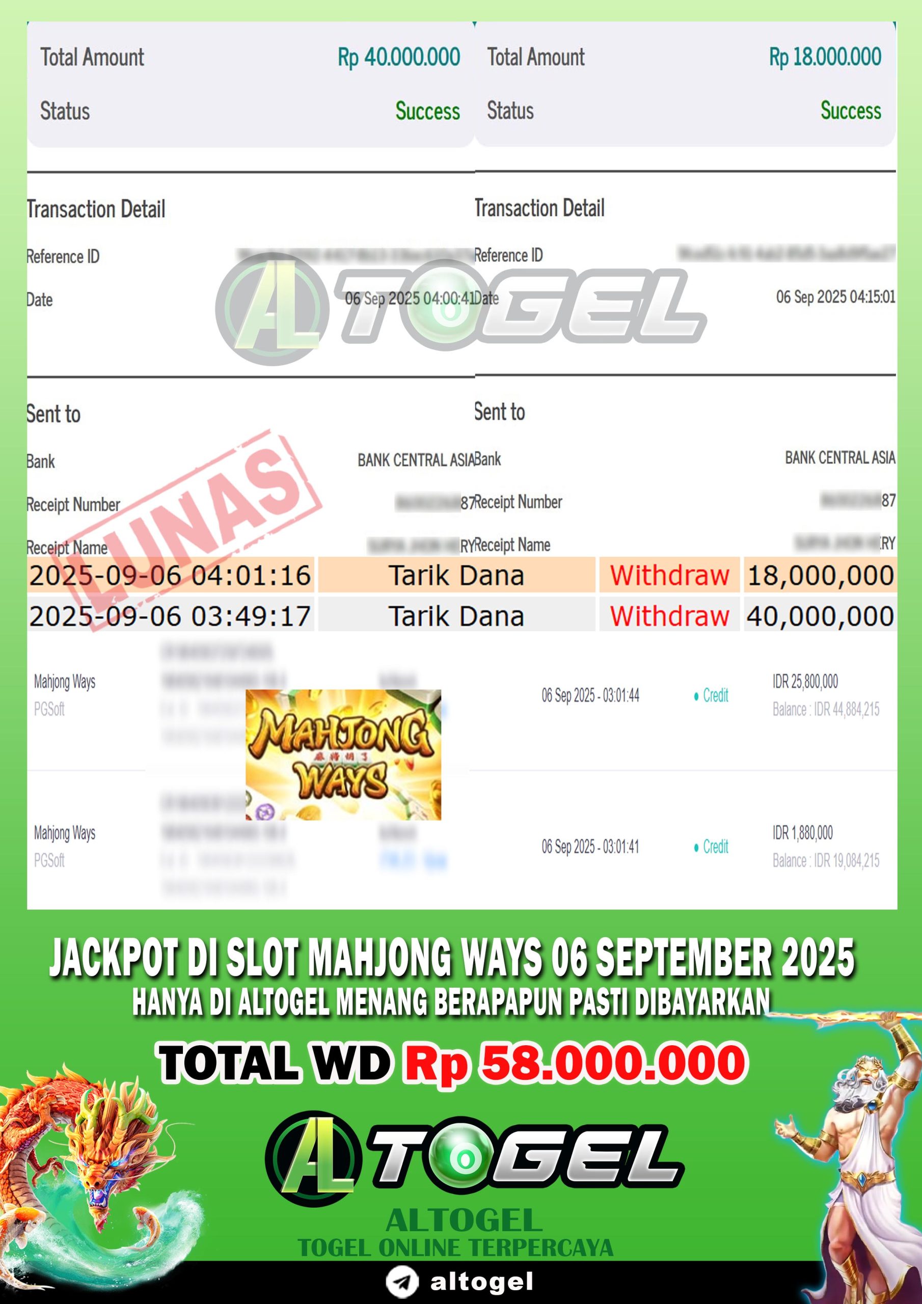 BUKTI JP ALTOGEL 06 SEPTEMBER 2025