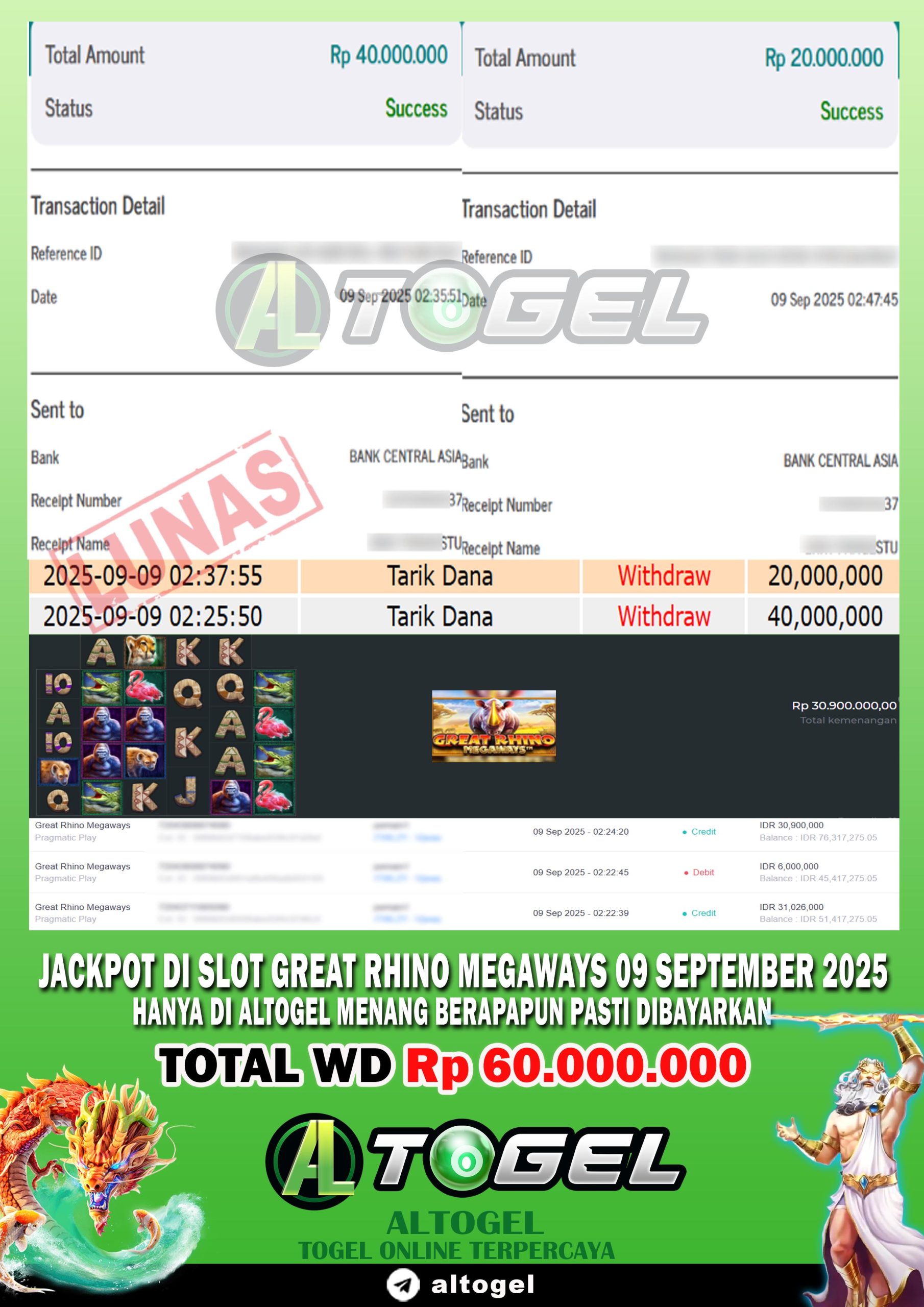 BUKTI JP ALTOGEL 09 SEPTEMBER 2025