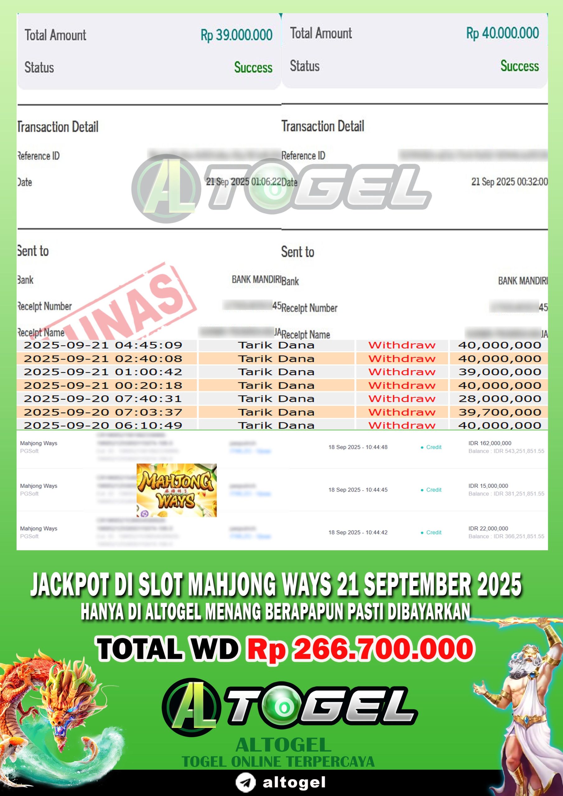 BUKTI JP ALTOGEL 21 SEPTEMBER 2025