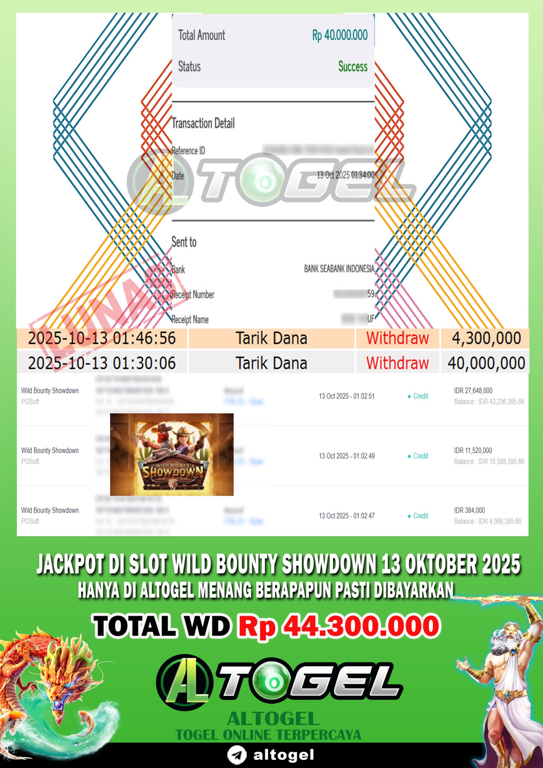 BUKTI JP ALTOGEL 13 OKTOBER 2025