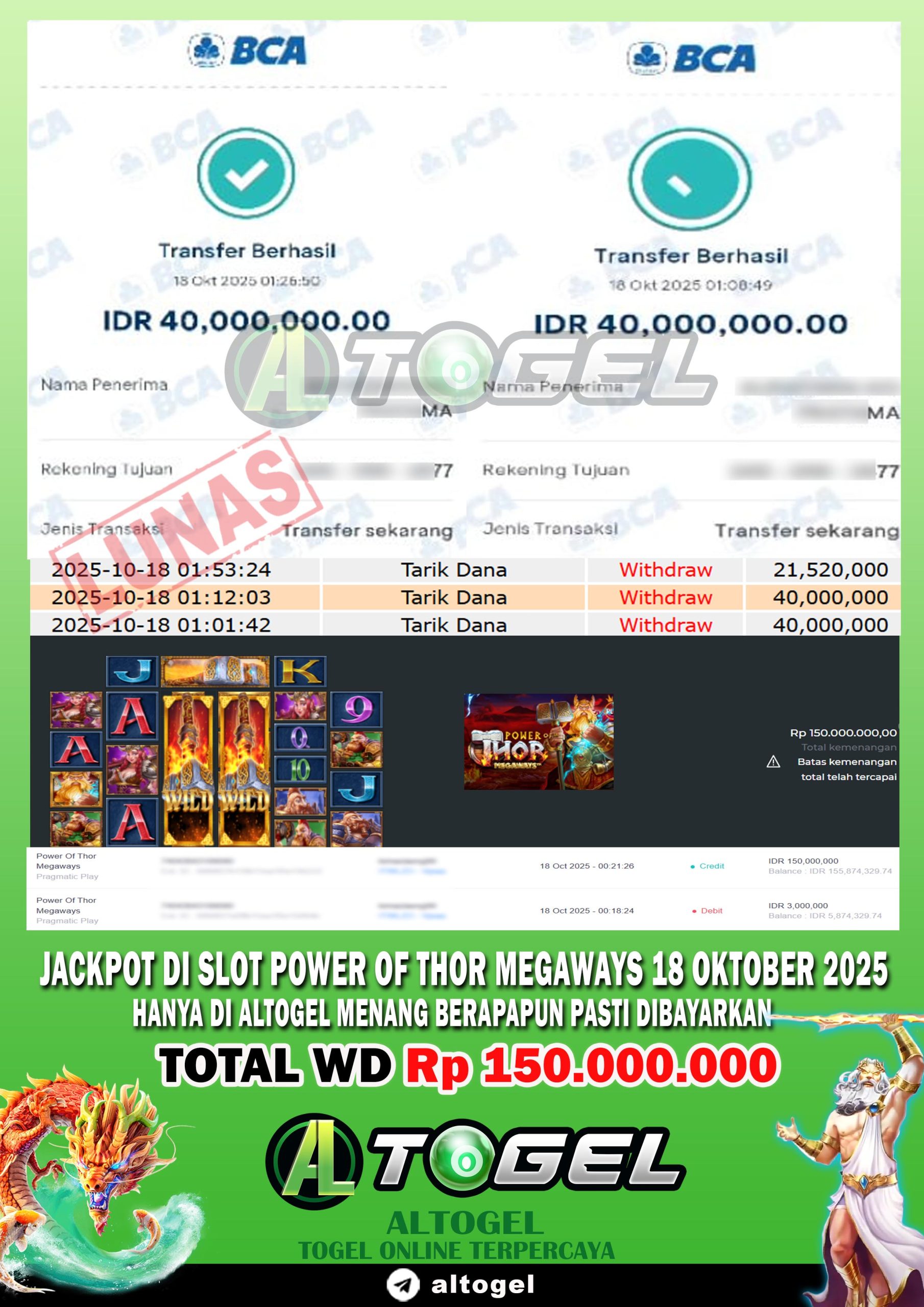 BUKTI JP ALTOGEL 18 OKTOBER 2025